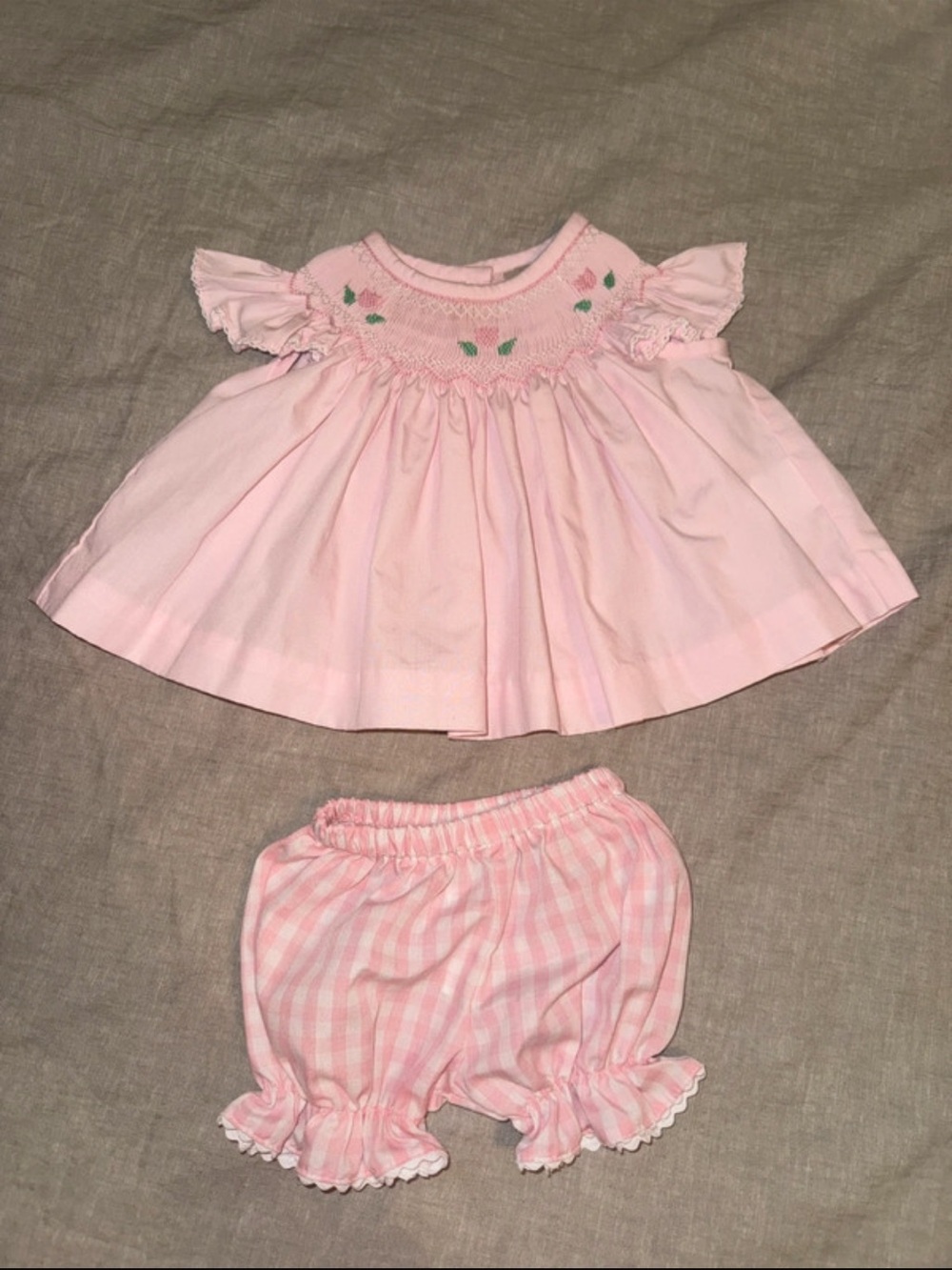 The Beaufort Bonnet Company Pink Smocked Top & Gingham Bloomers Set